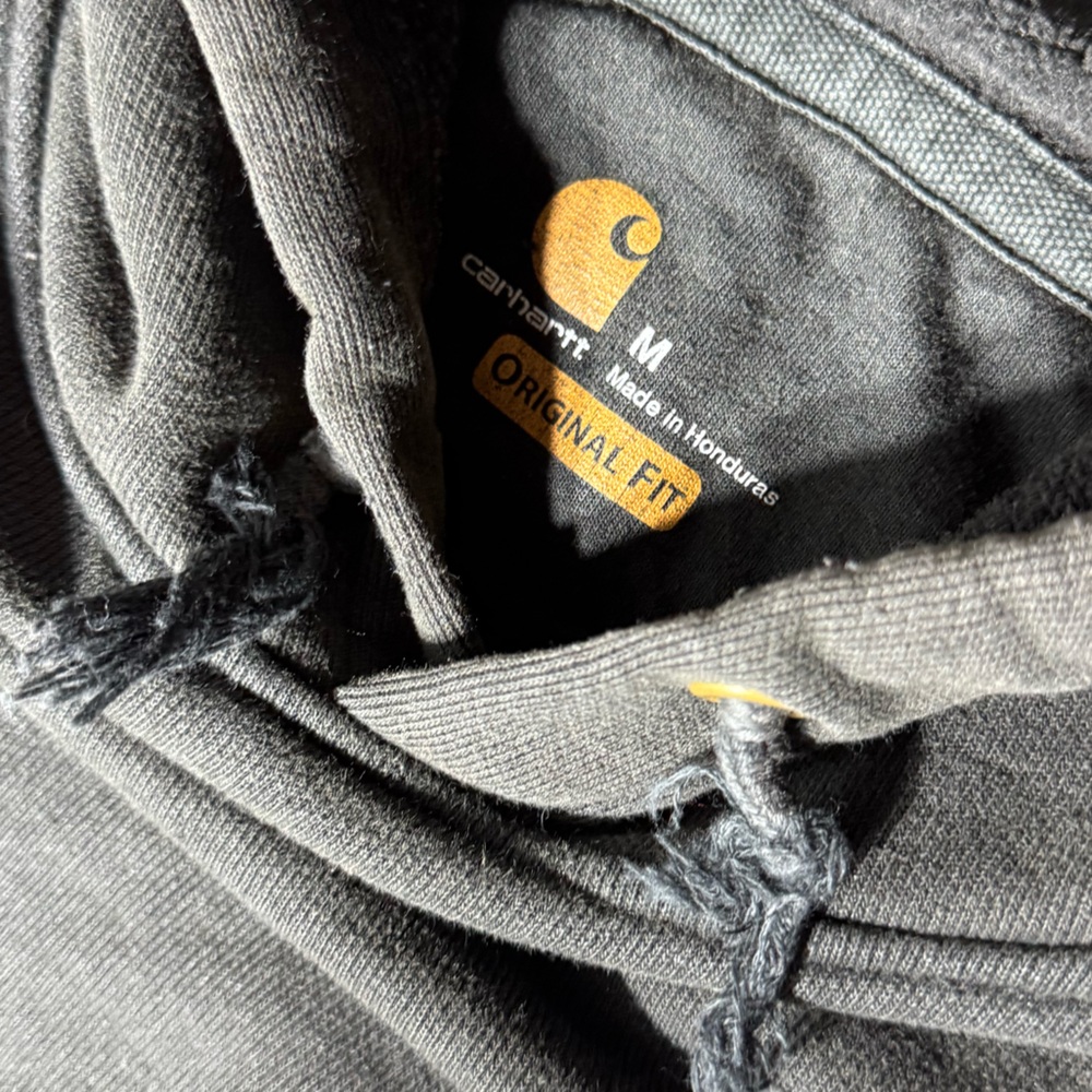Carhartt Hoodie – Black – Custom Patched / Distressed – Workwear Grunge - Picture 7 of 7